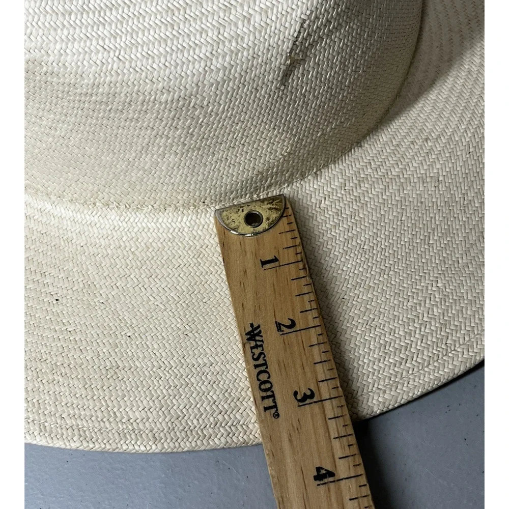 Woven Straw Panama Fedora Sun Hat Santa Fe Hat Co Montecristi Size 60 XL Damaged